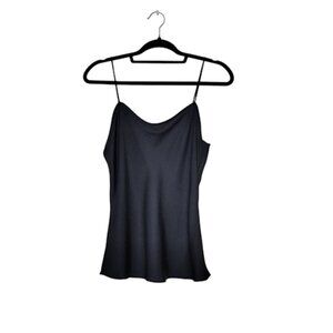 DIANE VON FURSTENBERG Black 100% Silk Spaghetti Strap Cami Camisole Tank Top 12
